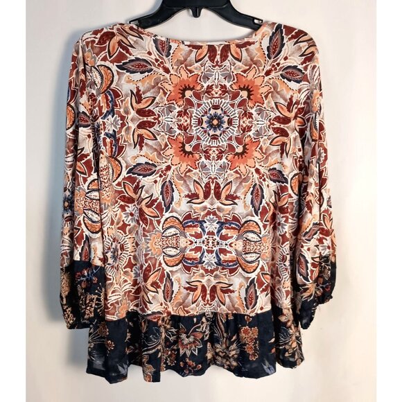 Cupio Floral Blouse Tunic Top S Women Boho Flowing Lightweight Shirt - Picture 3 of 3